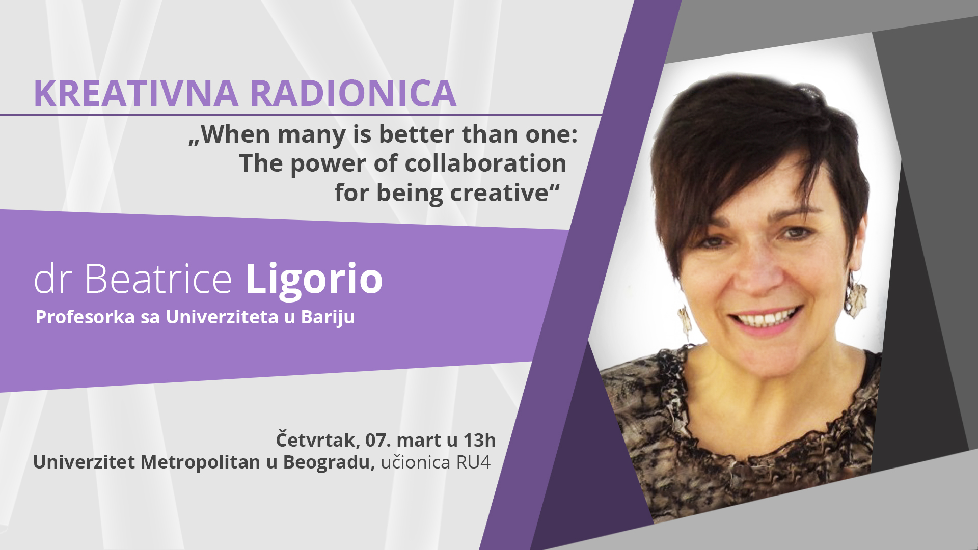Gostujuća radionica – „When many is better than one: The power of collaboration for being creative“