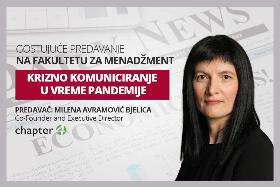 Krizno komuniciranje u vreme pandemije – gostujuće predavanje Milene Avramović Bjelice Co-Founder and Executive Director kompanije Chapter 4 na FAM-u