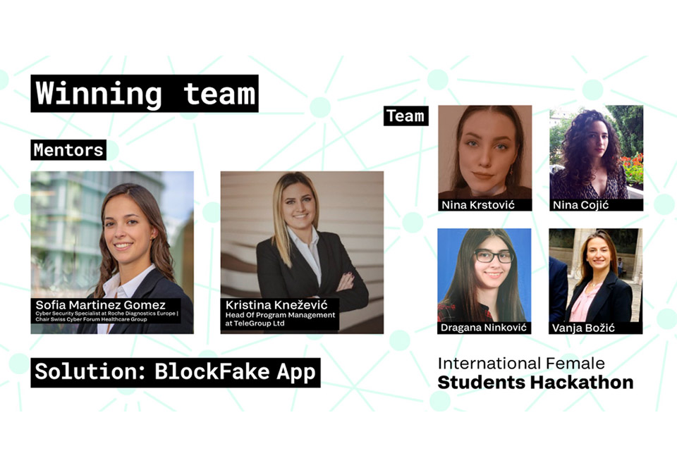 Studentkinja FIT-a Nina Cojić i njen tim osvojili nagradu na International Female Students Hackathon-u