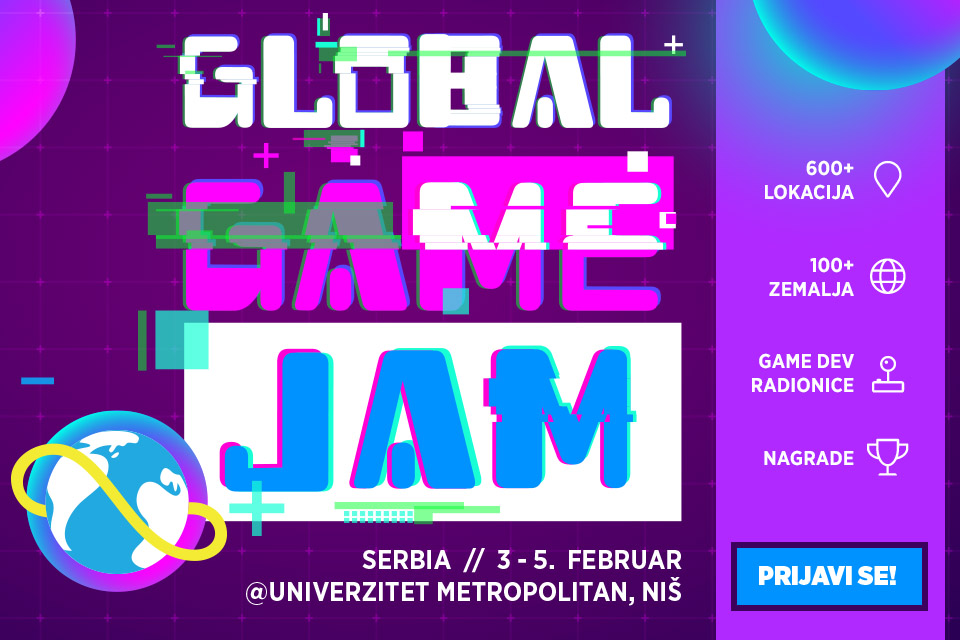 Najveći svetski gejmerski događaj – GLOBAL GAME JAM, na Univerzitetu Metropolitan